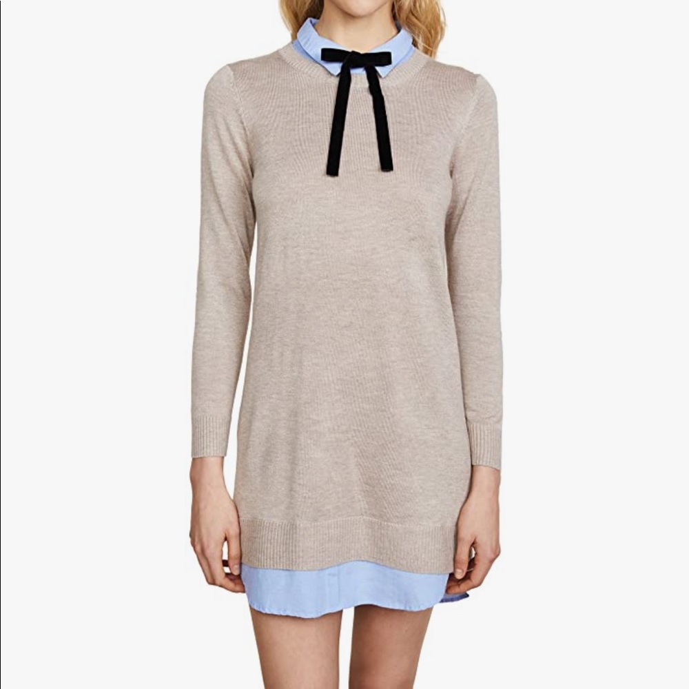 English Factory Long Sleeve Combo Shirtdress
